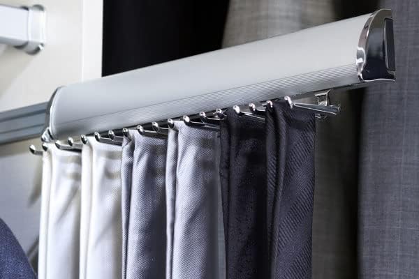 TAG Hardware Designer 15 Hook Full Extension Telescopic Tie Rack Closet Organizer (MATT Aluminum)
