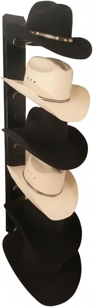 American Made Crown Up 6 Hat Cowboy Hat Rack – Wall Mounted Black
