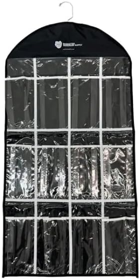 12 Pocket Clear Hanging Shoe & Accessory Organizer Bag - Closet Storage Solution for Shoes, Jewelry, Scarves, Belts & Small Accessories, Durable Space-Saving Design