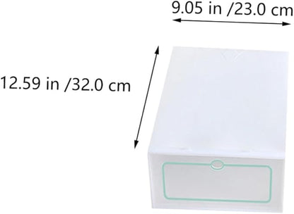 12pcs Stackable Thickened Plastic Shoes Storage Boxes with Lids Large Size White Shoe Organizer Containers for Closet and Home Storage