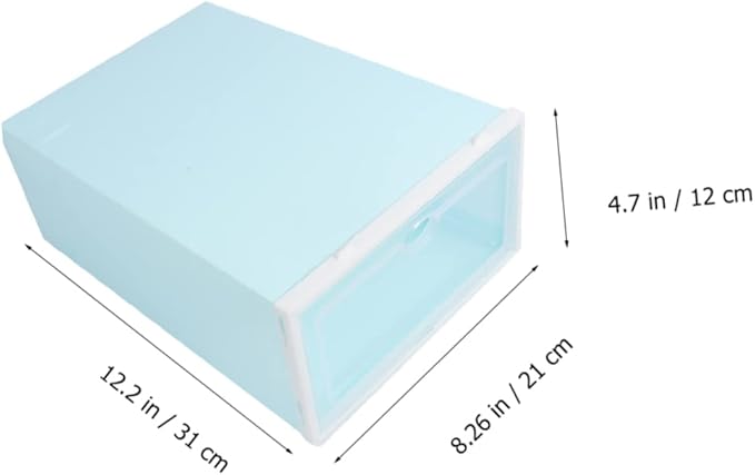 KOMBIUDA 6pcs Transparent Stackable Shoe Boxes with White Frame Plastic Shoe Storage Container for Women Thicken Design for Organized Closets and Entryways