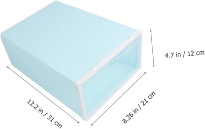 KOMBIUDA 6pcs Transparent Stackable Shoe Boxes with White Frame Plastic Shoe Storage Container for Women Thicken Design for Organized Closets and Entryways