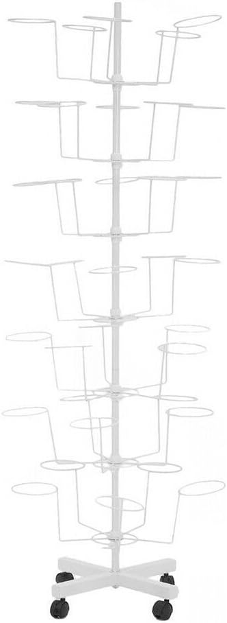 Hats Stand Display, 7 Tiers Rotating Hat Display White Rack Standing Metal Hat Rack Floor Caps Headwear Rack for Caps, Wigs & Hats