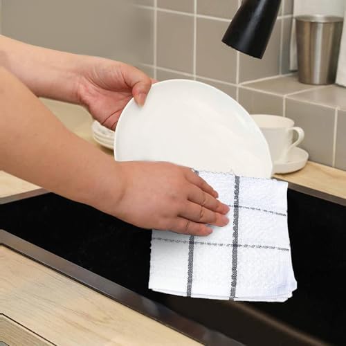 AMOUR INFINI Cotton Kitchen Dish Cloths Set of 8 – Highly Absorbent, Super Soft Premium Terry Cleaning Cloth (12"x12" Inch) Premium Dishcloths for Washing Dishes (Dark Grey) - Image 5