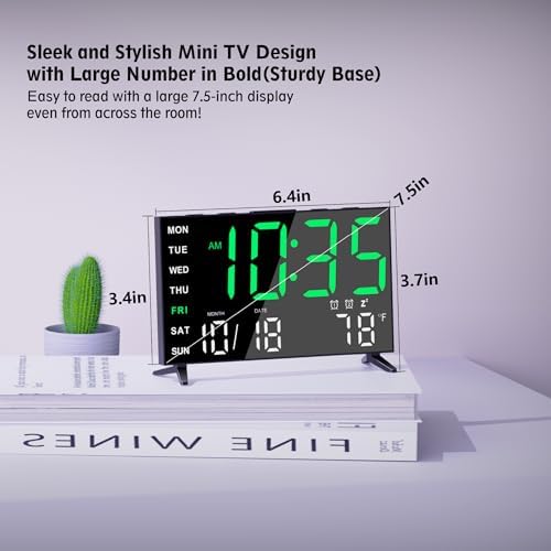 Mirror Digital Loud Alarm Clock with with Date,Indoor Temperature,USB Charging Port,Dimmer,Adjustable Volum,12/24H,Snooze,Dual Alarms (Weekday/Weekend),Perfect for Bedroom and Living Room - Image 3