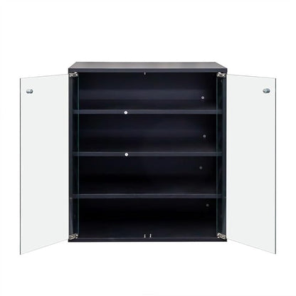 Shoe Box with RGB LED Light, Wooden Stackable Shoe Storage Box with Glass Door, Sneaker Storage Box Shoe Rack Container Holder, Shoe Storage Bin Shoe Display Case, for Shoe Collection