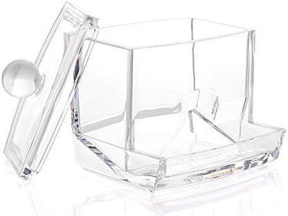 Sooyee Qtip Holder Restroom Organizer,Acrylic Q Tip Storage Organizer,Cotton Swab Holder,Qtip Dispenser,Clear