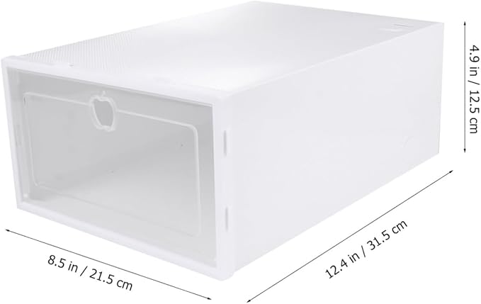 SOLUSTRE 6Pcs Transparent Shoe Storage Box Material Organizer for High Heels Sneakers and Boots Stackable Design for Easy Access and Quick Visibility White Lid