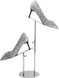 Shoe Display Stand for Retail Store Stainless Steel Height Adjustable Countertop Double-Headed High Heel Shoe Display Risers Stand Rack for Vendors Photos