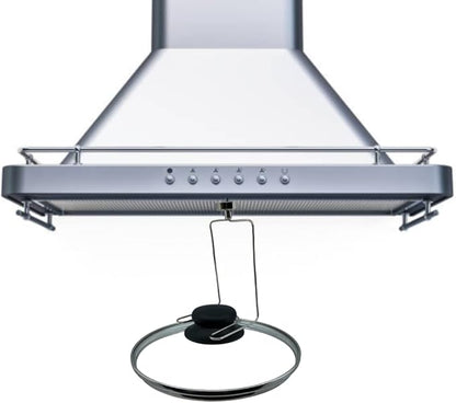 Magnetic Pot Lid Holder Organizer For Hood Vent - Keep Kitchen Counter Clean with Heavy Duty Hook Lid Holders and Spoon Rests for Use While Cooking; Stove Stand for Lids | Unique Kitchen Gadgets