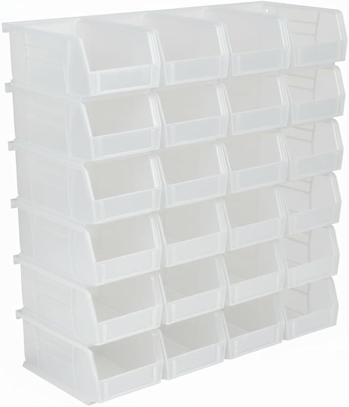 Hudson Exchange 7-1/2" x 4" x 3" (24 Pack) Plastic Stackable Storage Bin and Hanging Container, Clear