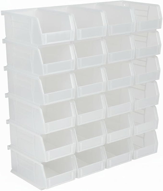 Hudson Exchange 7-1/2" x 4" x 3" (24 Pack) Plastic Stackable Storage Bin and Hanging Container, Clear
