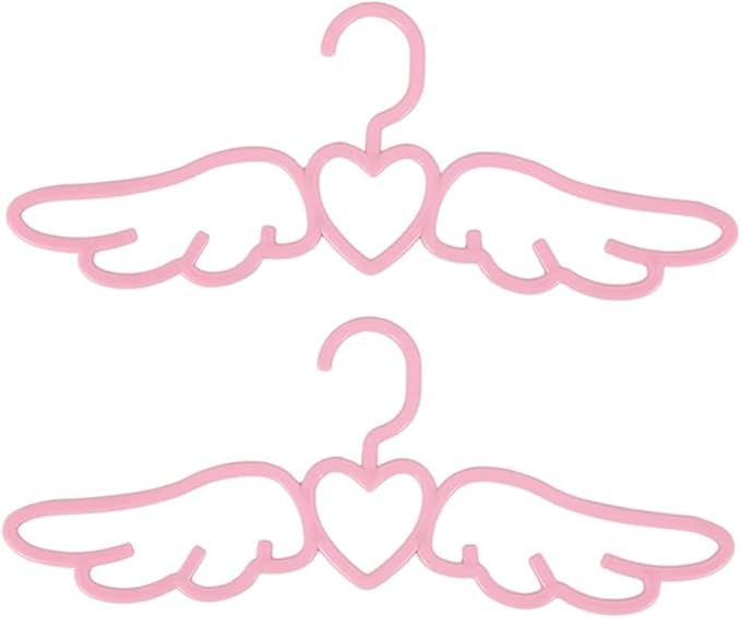 10pcs Cute Pink Angel Wings Heart Shangers Plastic Skirt Hangers Heavy Duty Wardrobe Organizer