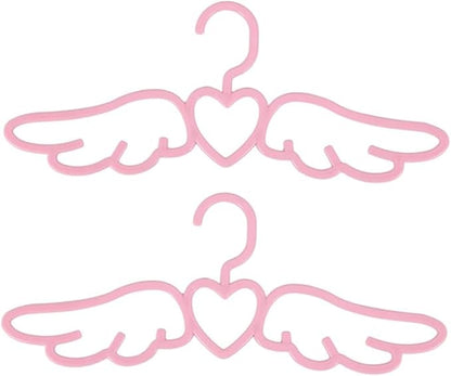 10pcs Cute Pink Angel Wings Heart Shangers Plastic Skirt Hangers Heavy Duty Wardrobe Organizer