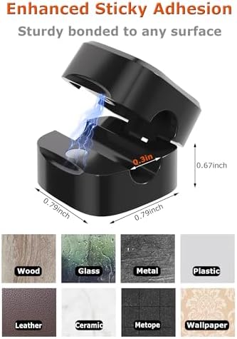 Magnetic Cable Clips, Adjustable Cord Holder Management, Adhesive Wire Keeper Organizer for Home Office Desk Phone PC Car Wall Desktop Nightstand Appliance (9-Pack Black) - Image 4