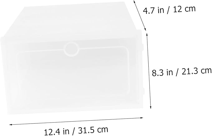 VALICLUD 6PCS Thickened Transparent Stackable Shoe Boxes Small White Plastic Shoe Storage Organizers with Clear Doors for Closet Entryway and Cabinet Use