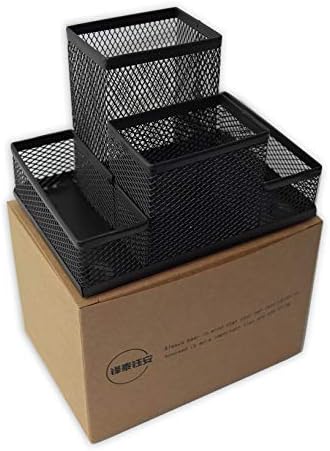 Fengtaiyuan T01, Black Metal Wire Mesh Pencil Holder, Desktop Organizer by Fengtaiyuan