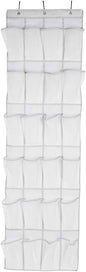 24 Pockets Non Woven Folding Hanging Door Closet Organizer, Shoes Storage Bag with 6 Layers, Translucent Hanging Shoes Organizer for Door or Closet, Includes 3 Hooks