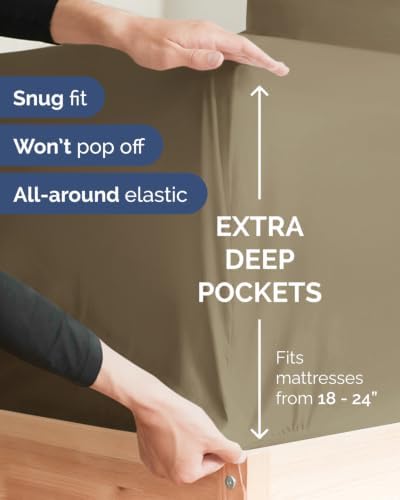CGK Linens 2 Pack Extra Deep King Fitted Sheets - Khaki - Image 2
