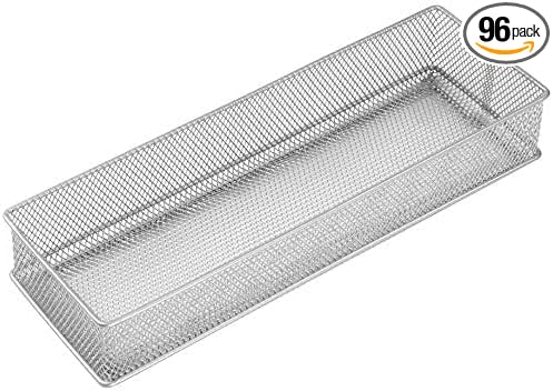 YBM HOME White Mesh Drawer Cabinet and or Shelf Organizer Bins, School Supply Holder Office Desktop Organizer Basket (96, 3x9x2 Inch)