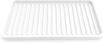 Silicone Kitchen Sink Organizer Tray, Sponge Holder and Countertop Protector | Bathroom and Kitchen Soap Dish and Dispenser Tray (White, 10"x5.25")