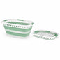 Laundry 360 Collapsible Laundry Basket | Portable | Space Saver Storage | Hold 2 Loads | Store Under the Bed or Closet | Good for Kids | Dorm | Bedroom | Large | White/Sage