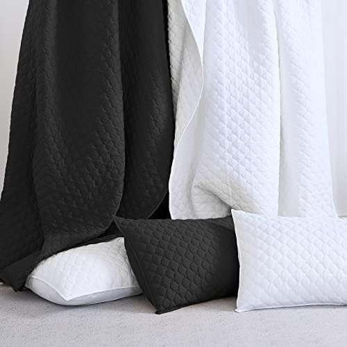 HORIMOTE HOME Quilt Set King Size, Black Bedspread with Clouds Pattern, Soft Coverlet Set Lightweight Microfiber Quilted Bedspread for All Season, Includes 1 Quilt and 2 Pillow Shams - Image 6