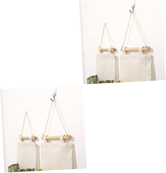 Zerodeko 2pcs Cotton Linen Over Door Hanging Storage Bag Organizer for Bedroom Bathroom Multi-Functional Clothes and Shoe Storage and Grey