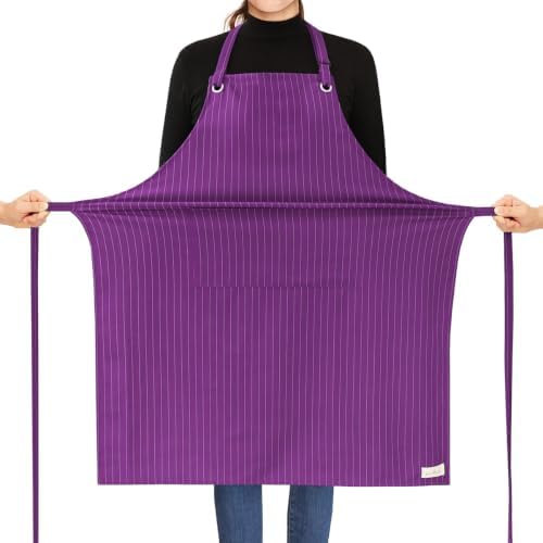 ROTANET Stripe Stretch Apron Chef Aprons for Men with 2 Pockets Waterproof by ROTANET