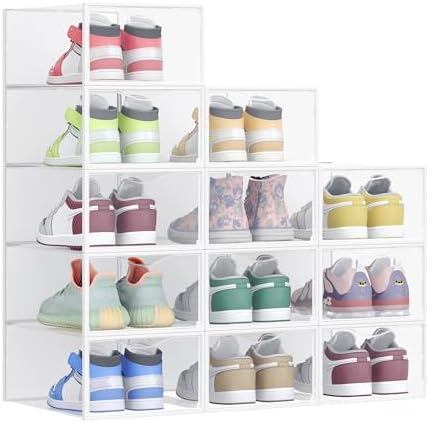 SONGMICS Shoe Boxes, Stackable Sneaker Containers for Closet, 12 Pack by SONGMICSbySONGMICSHOME