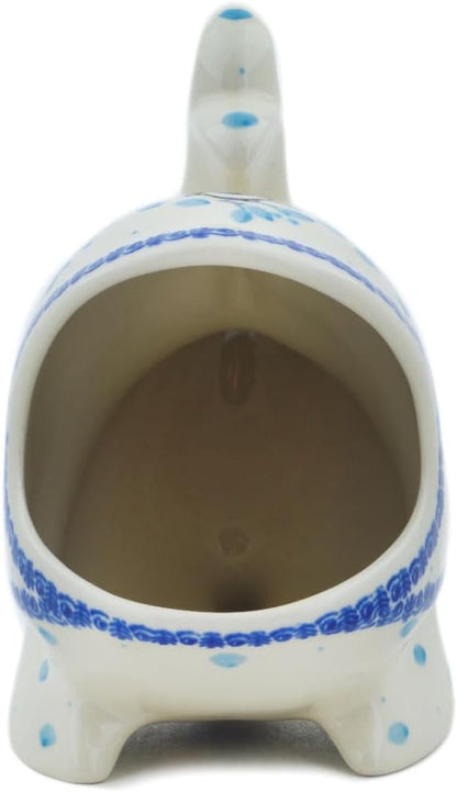 Polmedia Polish Pottery Salt Cellar, Salt Pig, Sponge Holder, Whale - Winter Sparrow Pattern Handmade in Boleslawiec Poland by Ceramika Artystyczna + Certificate of Authenticity