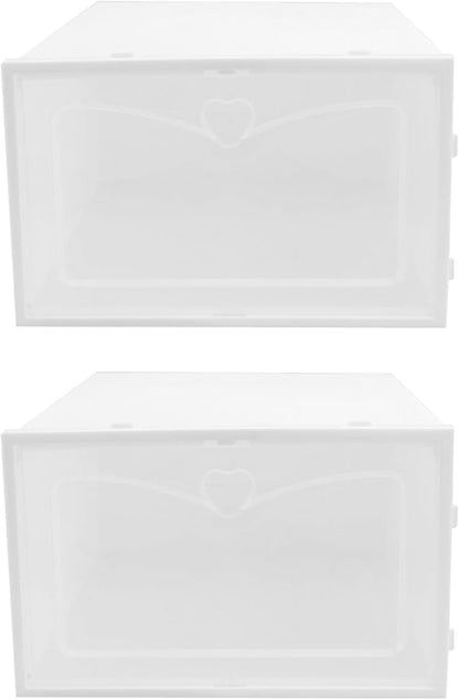 Gadpiparty 2pcs Male Shoe Storage Boxes Thickened Plastic Stackable Footwear Organizer with Flip-top Compartment for Home Closet Storage