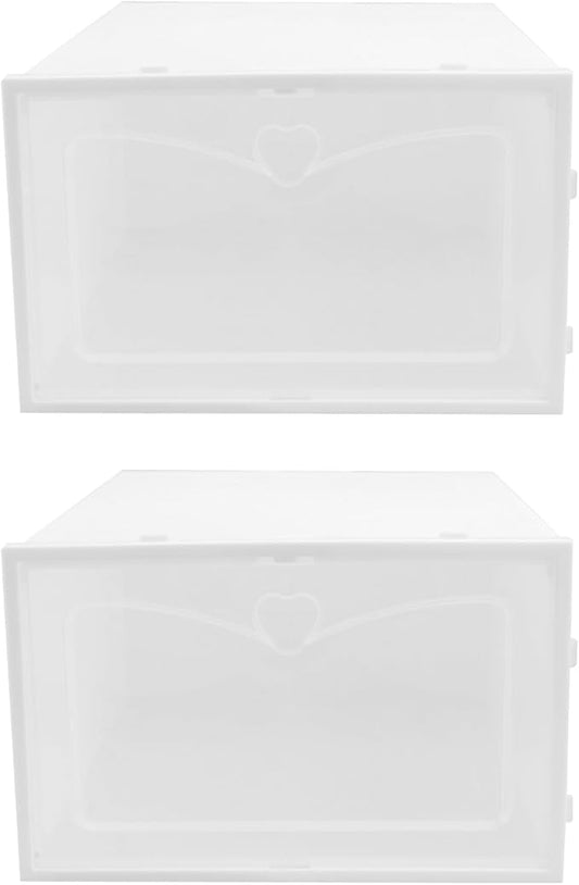 Gadpiparty 2pcs Male Shoe Storage Boxes Thickened Plastic Stackable Footwear Organizer with Flip-top Compartment for Home Closet Storage