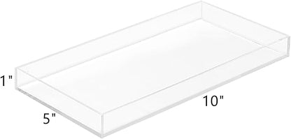 ROYALITA Acrylic Tray Bathroom Tray for Countertop, Guest Towel Holder Tray for Napkin Perfume Jewelry Makeup, Vanity Trays for Soap Dispenser, Aromatherapy, Cup & Candle, Clear