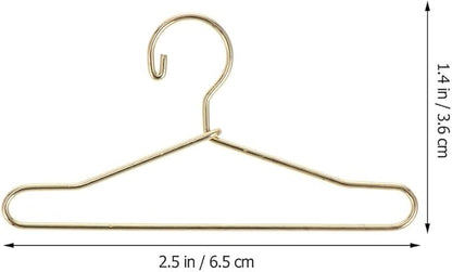 Abaodam 10pcs Mini Hanger Wire Hangers Dress Outfit Holders Mini Doll Coat Hanger Baby Dolls Baby Closet Hangers Gold Black Doll Playhouse Metal Wardrobe Fashion Toddler, Golden