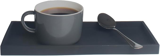 DNC Bathroom Counter Tray, 11.8" Silicone Vanity Tray, Kitchen Sink Soap Tray for Dish Holder Dispenser Countertop Toilet Tank Desk Organizer Black