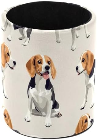 Leather Pen Holder for Desk, Cute Beagle Dog Pencil Cup Pen Organizer Makeup Brush Holder for Office Home Kids Countertop Desk Accessory Storage by Unknown