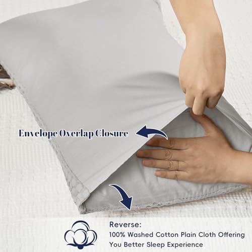 PHF Cotton Waffle Pillow Shams King Size 20" x 36", Light Grey, No Insert - Image 4