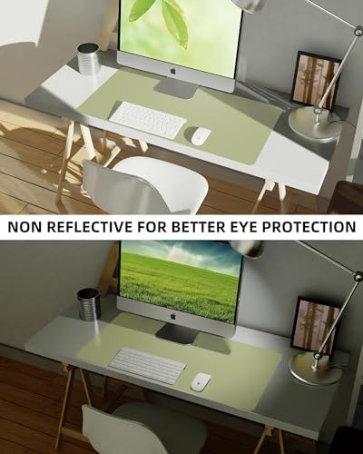 AFIING Leather Desk Pad Protector,Mouse Pad,Office Desk Mat, Non-Slip PU Leather Desk Blotter,Large Desk mat,Waterproof Keyboard mat for Office/Home/Decor (Olive Green,35"" x 17"") - Image 6