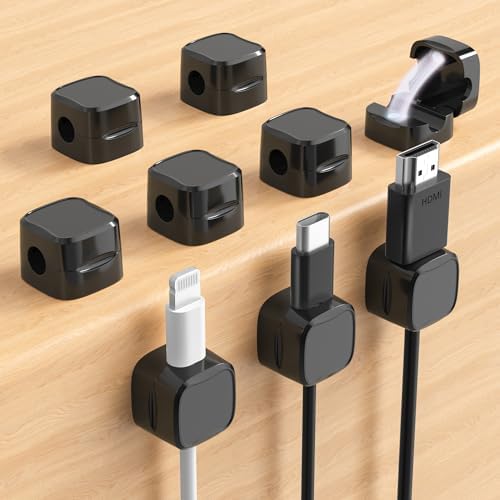 Magnetic Cable Clips, Adjustable Cord Holder Management, Adhesive Wire Keeper Organizer for Home Office Desk Phone PC Car Wall Desktop Nightstand Appliance (9-Pack Black) by COOCAT