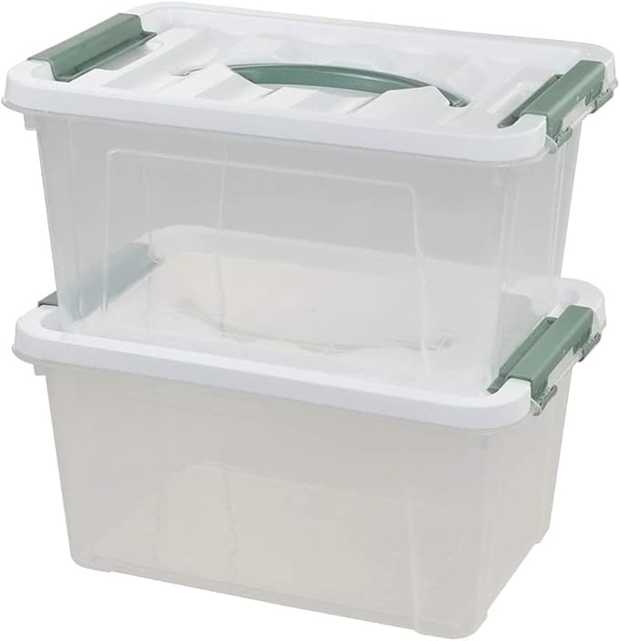 Pekky 6 Quart Storage Container Box with Handle and Latching Fresh Design, Small Toy Organizer Bin, 2-Packs