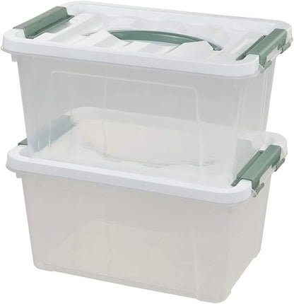 Pekky 6 Quart Storage Container Box with Handle and Latching Fresh Design, Small Toy Organizer Bin, 2-Packs