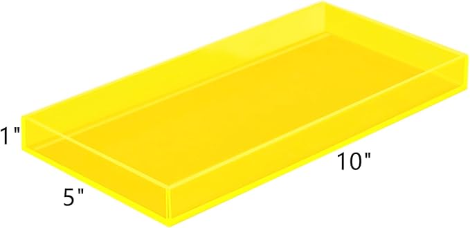 ROYALITA Acrylic Tray Bathroom Tray for Countertop, Guest Towel Holder Tray for Napkin Perfume Jewelry Makeup, Vanity Trays for Soap Dispenser, Aromatherapy, Cup & Candle, Yellow