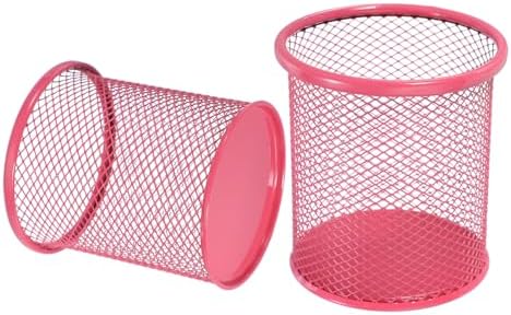 uxcell 2Pcs Mesh Pencil Holder, Metal Pen Cup Desk Organizer Makeup Brush Cup Holder for Home, Office, Classroom(Red) by uxcell