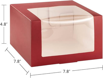 LADYBRO Red Gift Boxes with Window Display for Hat Storage Containter for Baseball Caps (Fitted, Snapbacks, Trucker), 7.8" x 7.8" x 4.8", 10 Pack