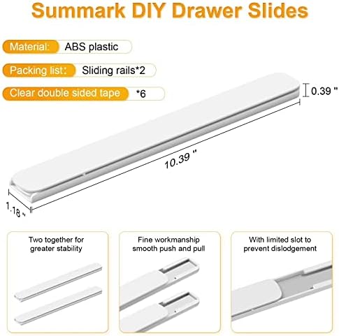 Summark 8 PCS Pull Out Rail for Baskets or Bins.Storage and Organization Accessories for Cabinet,Shelves.DIY Drawer Organizers Slides - Image 3