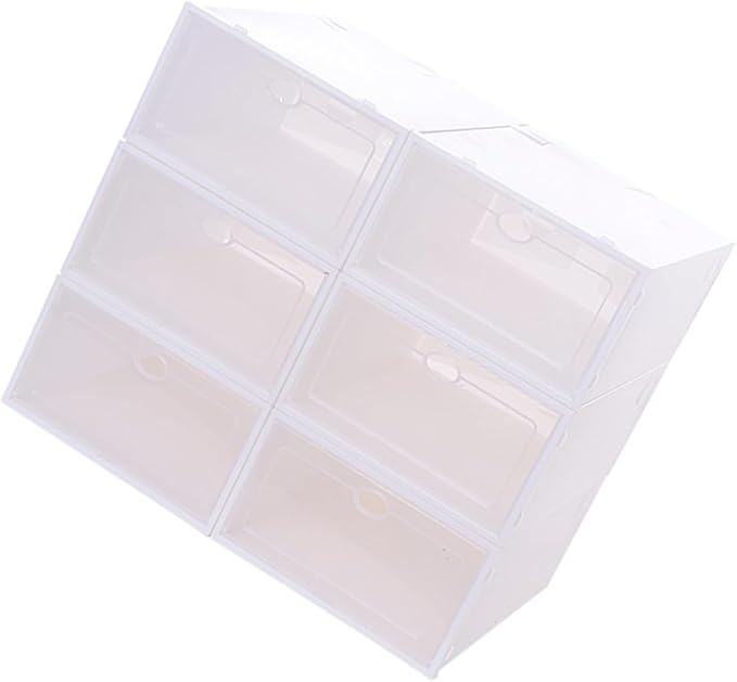 Stackable Shoe Organizer 6pcs Thickened Shoes Storage Box Plastic Container for Small Spaces Dorm Rooms