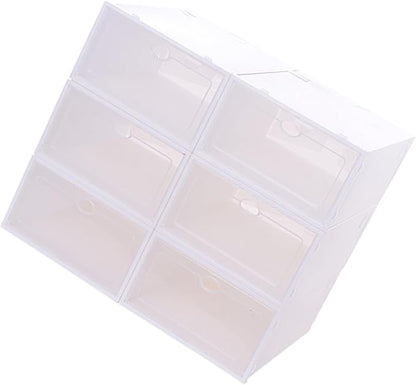 Stackable Shoe Organizer 6pcs Thickened Shoes Storage Box Plastic Container for Small Spaces Dorm Rooms