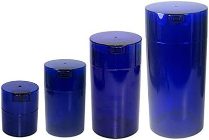 Tightvac Set of 4 - Patented Airtight Container | Multi-use Vacuum Container Works as Smell Proof Containers for Herbs and Dry Goods. Blue Tint
