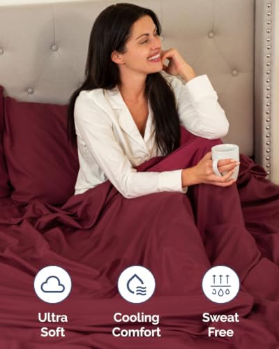 CGK Linens 2 Pack Extra Deep Full Fitted Sheets - Burgundy - Image 3